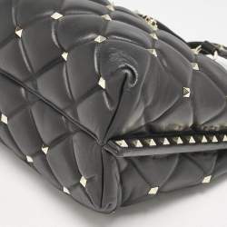 Valentino Black Quilted Leather Candystud Tote