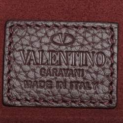 Valentino Dark Burgundy Leather Rockstud Envelope Pouch