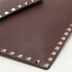 Valentino Dark Burgundy Leather Rockstud Envelope Pouch