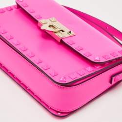 Valentino Pink Leather Rockstud Flap Shoulder Bag