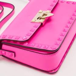 Valentino Pink Leather Rockstud Flap Shoulder Bag