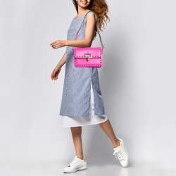 Valentino Pink Leather Rockstud Flap Shoulder Bag