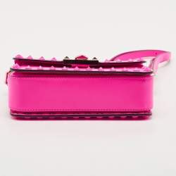 Valentino Pink Leather Rockstud Flap Shoulder Bag