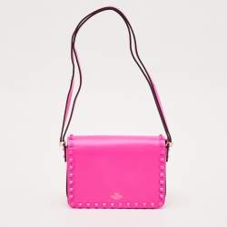 Valentino Pink Leather Rockstud Flap Shoulder Bag