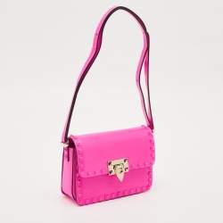 Valentino Pink Leather Rockstud Flap Shoulder Bag
