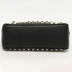 Pre Owned Valentino Black Leather Rockstud Shoulder Bag