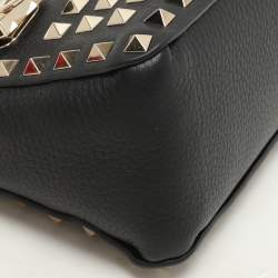 Pre Owned Valentino Black Leather Rockstud Shoulder Bag