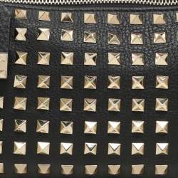 Pre Owned Valentino Black Leather Rockstud Shoulder Bag