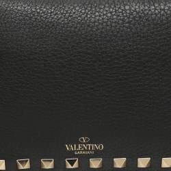 Pre Owned Valentino Black Leather Rockstud Shoulder Bag