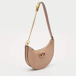 مملوكة مسبقًا Valentino Beige Leather Mini VLogo Hobo