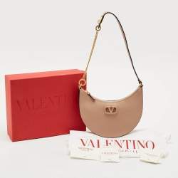 مملوكة مسبقًا Valentino Beige Leather Mini VLogo Hobo