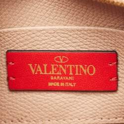 مملوكة مسبقًا Valentino Beige Leather Mini VLogo Hobo