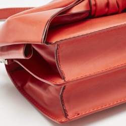 Valentino Red Leather Bow Flap Shoulder Bag