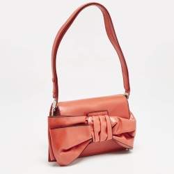 Valentino Red Leather Bow Flap Shoulder Bag