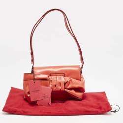 Valentino Red Leather Bow Flap Shoulder Bag