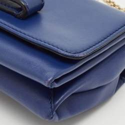 Valentino Blue Leather Va Va Voom Chain Clutch