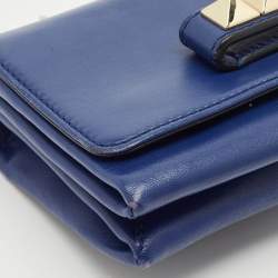 Valentino Blue Leather Va Va Voom Chain Clutch