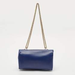 Valentino Blue Leather Va Va Voom Chain Clutch