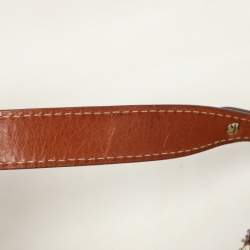 Pre Owned Valentino Beige/Brown Leather and Wicker Embellished V Logo Shoulder Bag