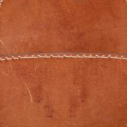 Pre Owned Valentino Beige/Brown Leather and Wicker Embellished V Logo Shoulder Bag