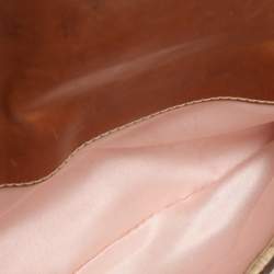 Pre Owned Valentino Beige/Brown Leather and Wicker Embellished V Logo Shoulder Bag