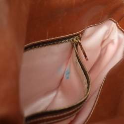 Pre Owned Valentino Beige/Brown Leather and Wicker Embellished V Logo Shoulder Bag