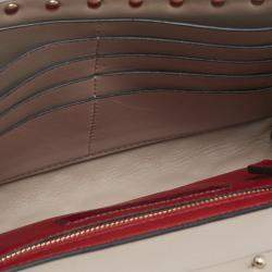 Valentino Beige Quilted Leather Rockstud Spike Wallet On Chain