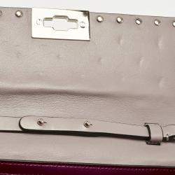 Valentino Beige Quilted Leather Rockstud Spike Wallet On Chain