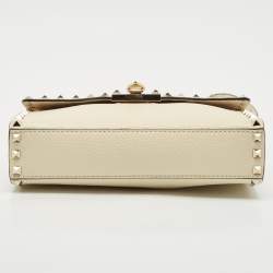 Valentino Off White Leather Rockstud Flap Shoulder Bag