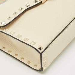 Valentino Off White Leather Rockstud Flap Shoulder Bag