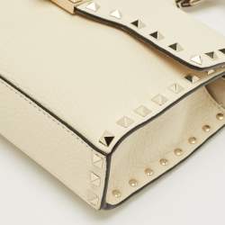 Valentino Off White Leather Rockstud Flap Shoulder Bag