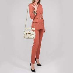 Valentino Off White Leather Medium Roman Stud Top Handle Bag