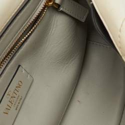 Valentino Off White Leather Medium Roman Stud Top Handle Bag