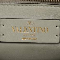 Valentino Off White Leather Medium Roman Stud Top Handle Bag