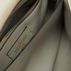 Valentino Off White Leather Medium Roman Stud Top Handle Bag