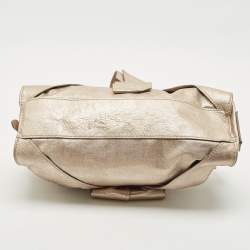 Valentino Rose Gold Leather Bow Zip Satchel