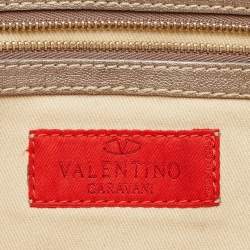 Valentino Rose Gold Leather Bow Zip Satchel