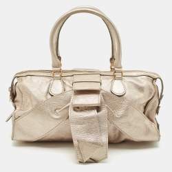 Valentino Rose Gold Leather Bow Zip Satchel