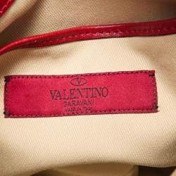 Valentino Red Leather Rockstud Flat Crossbody Bag
