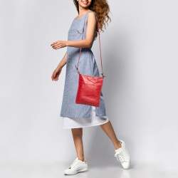 Valentino Red Leather Rockstud Flat Crossbody Bag