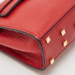 Valentino Red Leather Mini My Rockstud Top Handle Bag