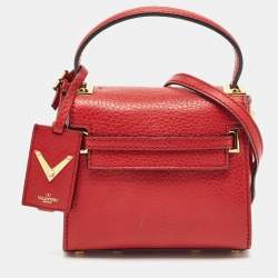 Valentino Red Leather Mini My Rockstud Top Handle Bag