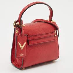 Valentino Red Leather Mini My Rockstud Top Handle Bag