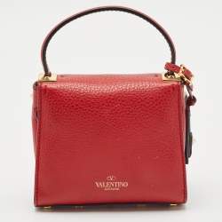 Valentino Red Leather Mini My Rockstud Top Handle Bag