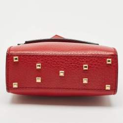 Valentino Red Leather Mini My Rockstud Top Handle Bag