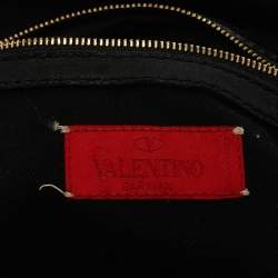 Valentino Black Leather Rosette Bucket Bag