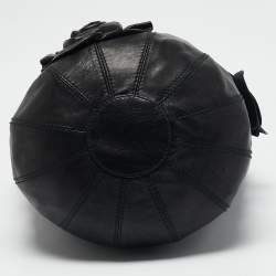 Valentino Black Leather Rosette Bucket Bag