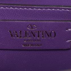 Valentino Purple Suede Crystal Embellished Mini VSling Top Handle Bag