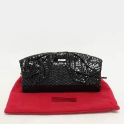 Valentino Black Python Bow Clutch