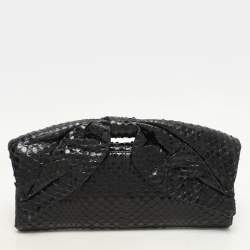 Valentino Black Python Bow Clutch